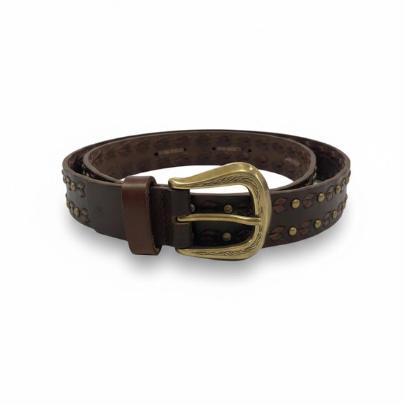 Frye Accessories - Frye Brown Suede Studded Belt Medium Sample New As Is